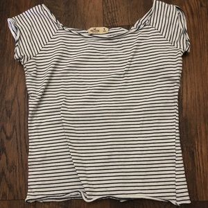 Stripped Off the Shoulder Hollister top